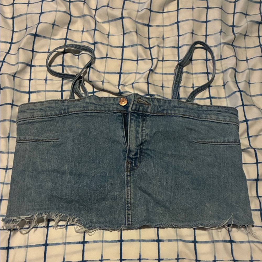 Wild Fable Blue Denim Crop Top